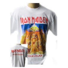 IRON MAIDEN POWERSLAVE 1984 Бяла Мъжка тениска
